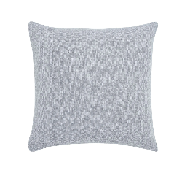 A square-shaped cushion with a solid pattern in a light gray color.