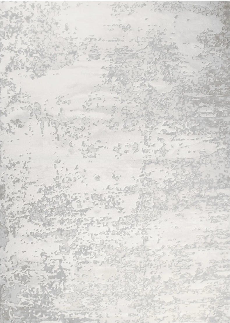 Textured gray and white area carpet.