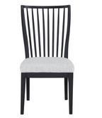 Black chair with a light gray cushion on a white background