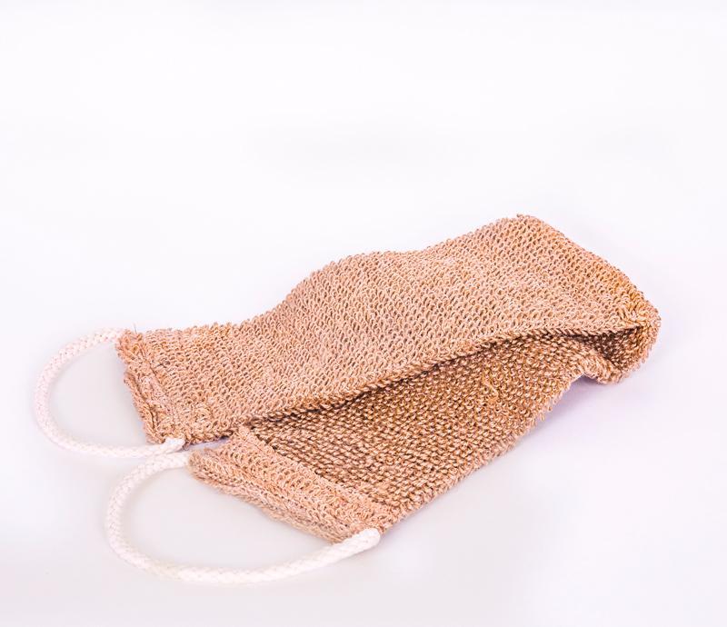 A beige jute scrubbing belt.