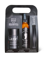 Kanel seasoning, hot sauce, and cocktail rimmer set in packaging