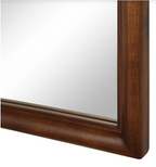 Wooden-framed mirror on a white background