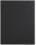 Hand-painted black canvas with a heavy textured plaster finish