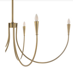 Gold chandelier with five arms on a white background