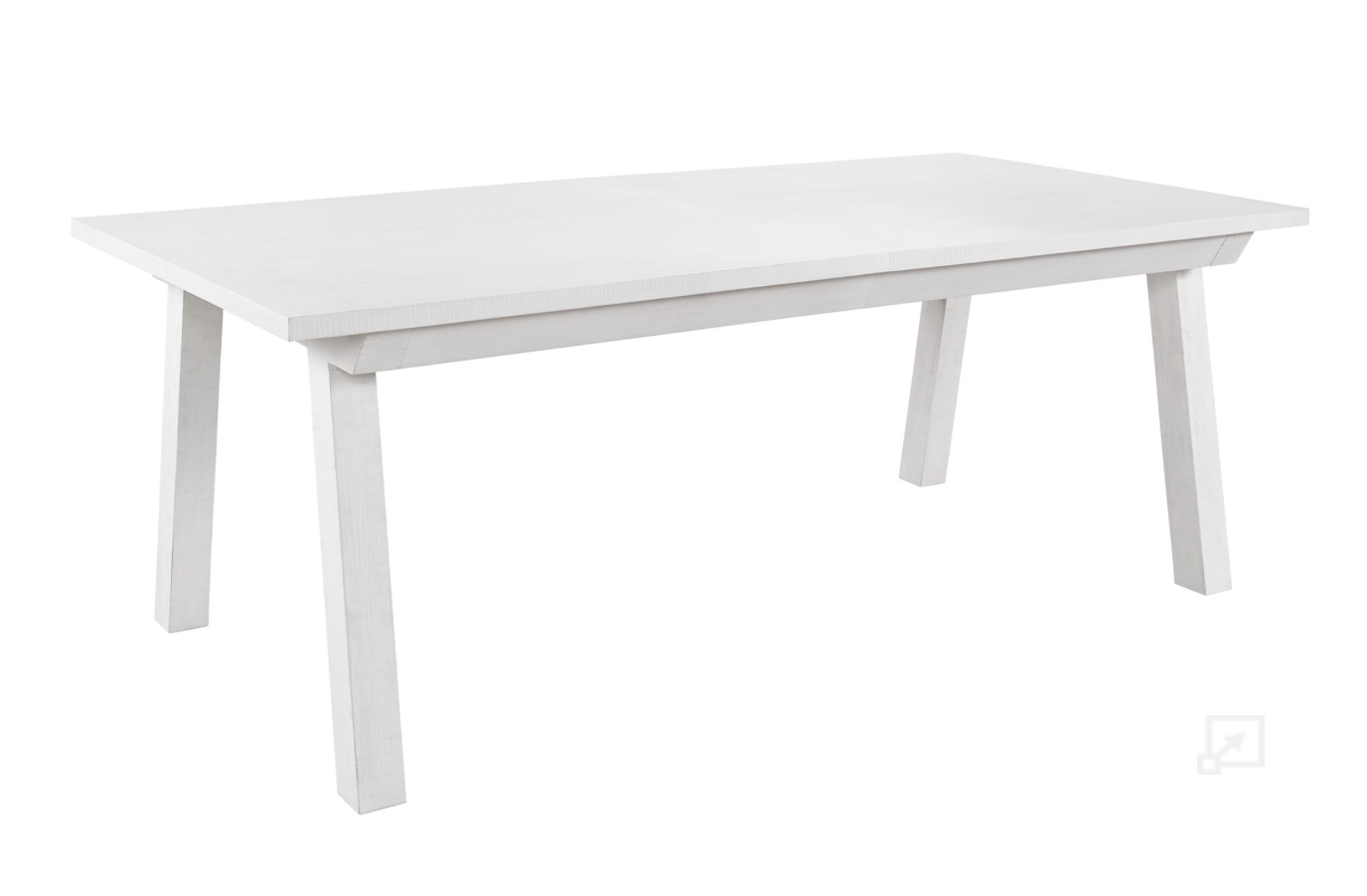 A modern-rustic Miller Dining Table with angled legs and a robust off-white tabletop.
