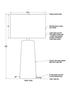 Measurements and material details for the Monte Lamp