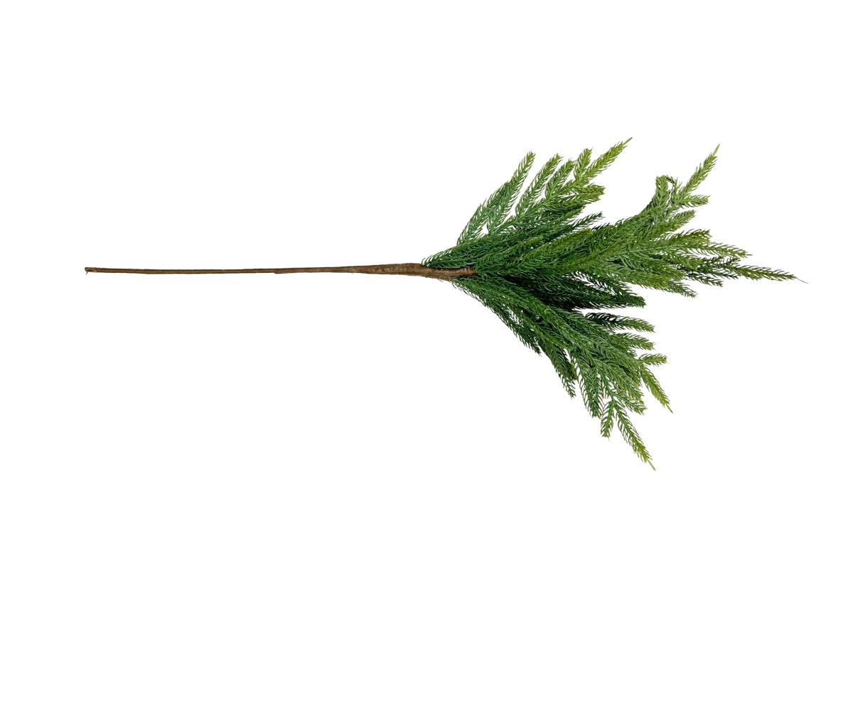 Artificial greenery branch on a white background