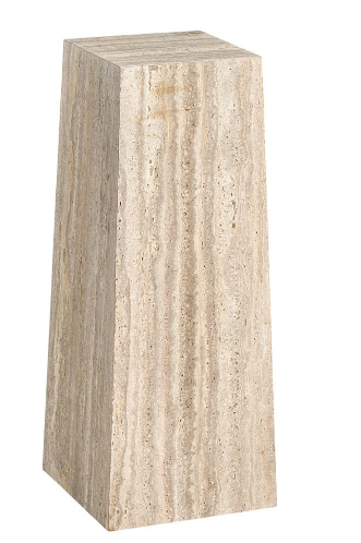 Rectangular travertine pedestal on a white background