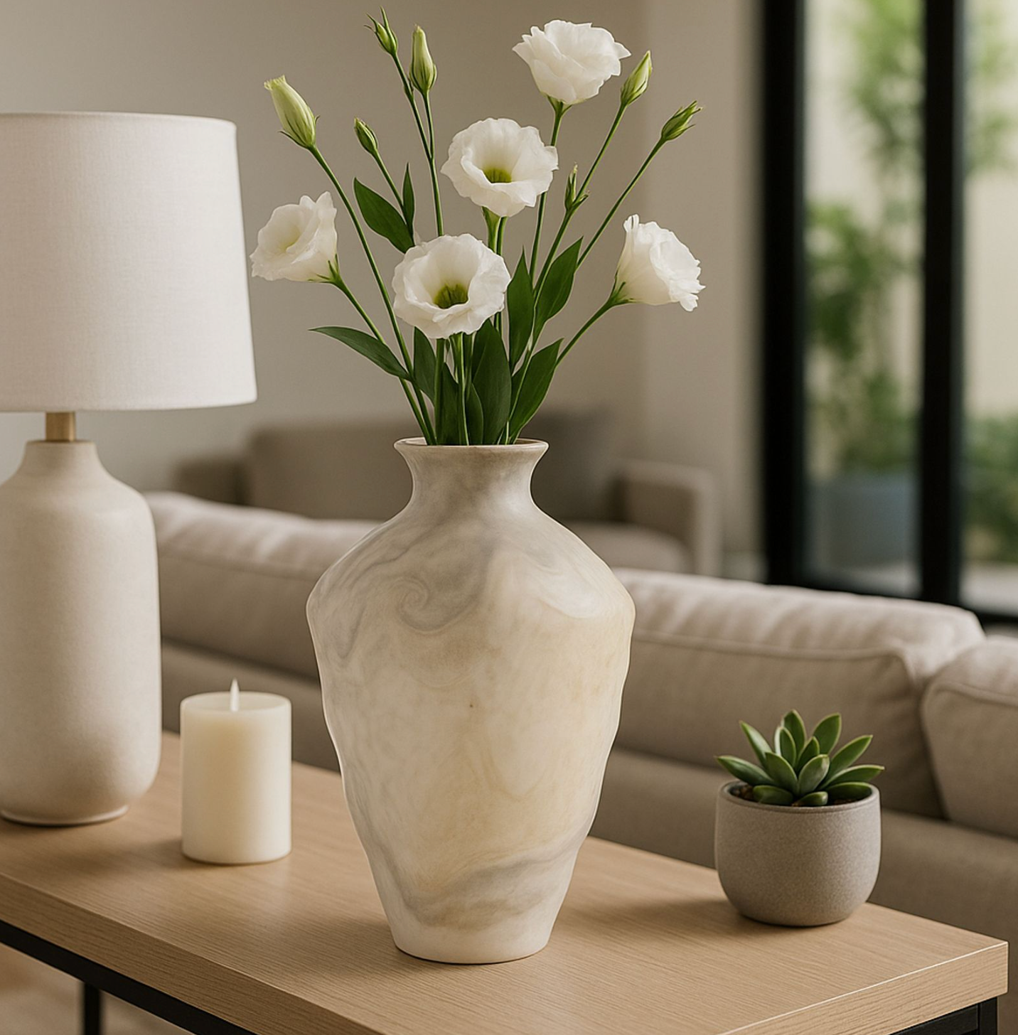 Roland Cross Ivory Glass Vase 15"