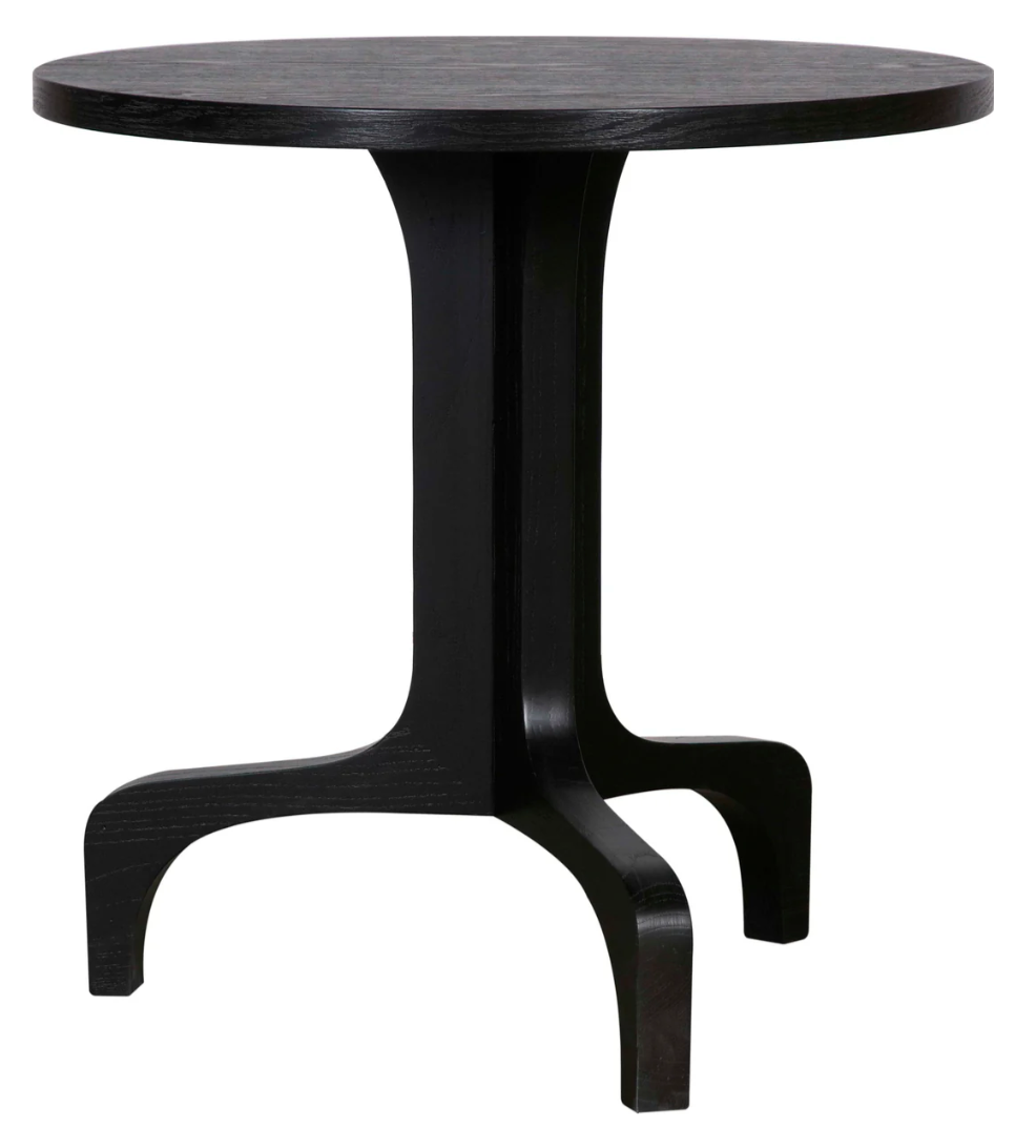 Black round table on a white background
