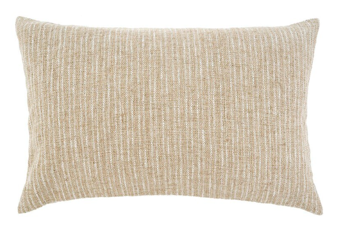 A rectangular-shaped beige cushion with a textured pattern.