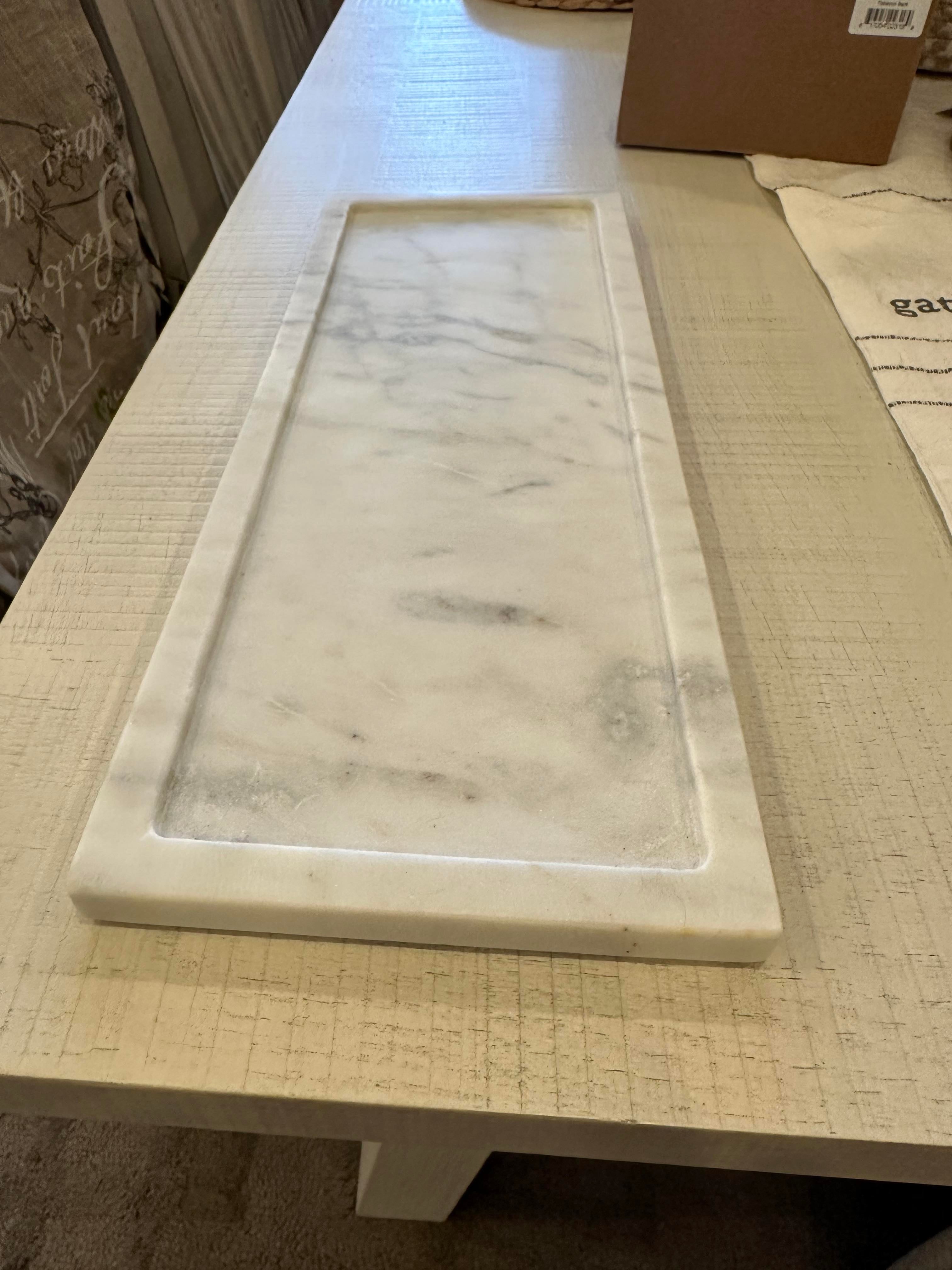 Large gray and white marble tray 